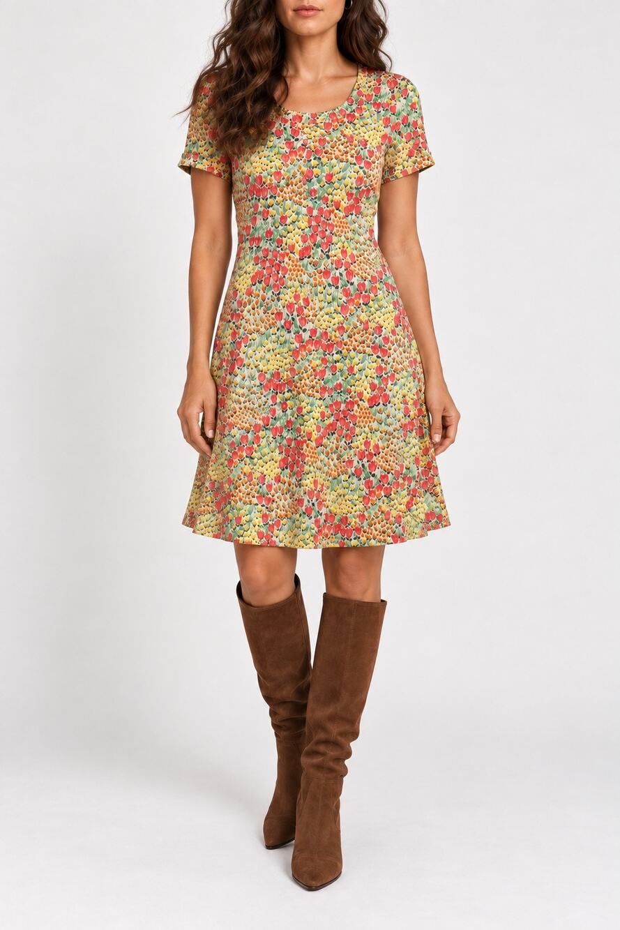 Vintage 1970s Diane von Furstenberg DVF Floral A Line Dress Saks Italy